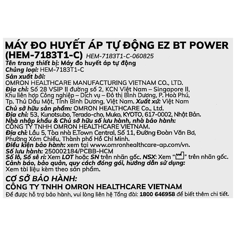 Máy đo huyết áp bắp tay Ez Bt Power Omron HEM-7183T1-C - 14